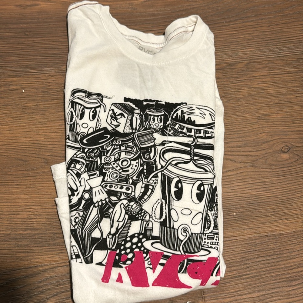 RVCA white long sleeved graphic tee - XS